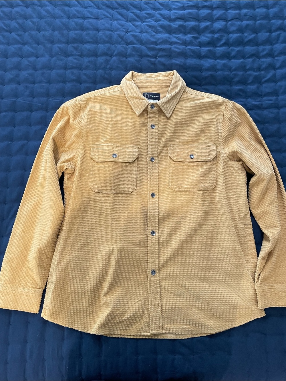 Button-Up Shirt Jacket in Mustard, 100% cotton